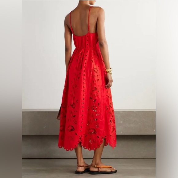 New Farm Rio Porcelain Garden Red Linen Midi Dress size Small - Picture 3 of 17